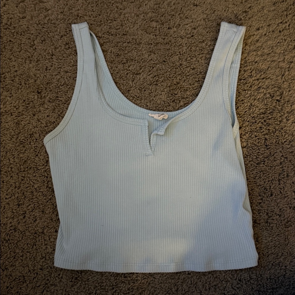 Garage Sky Blue Ribbed Top